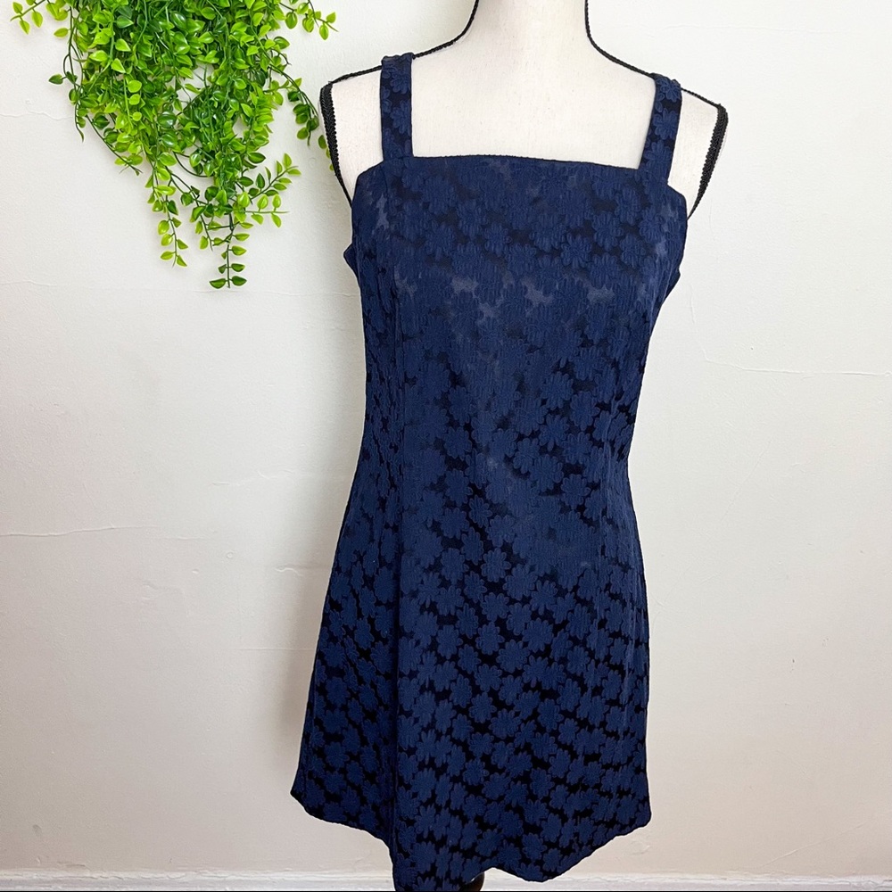 Vintage Triangle City Blue Emobroidered Floral Summer Dress Medium - Picture 1 of 10